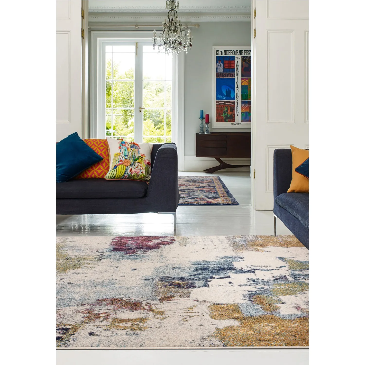 Large Abstract Rug - Multi Coloured, Polypropylene
