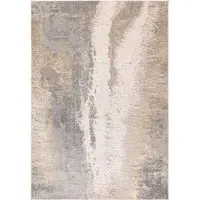 Large Abstract Rug - Silver, Polyester Blend