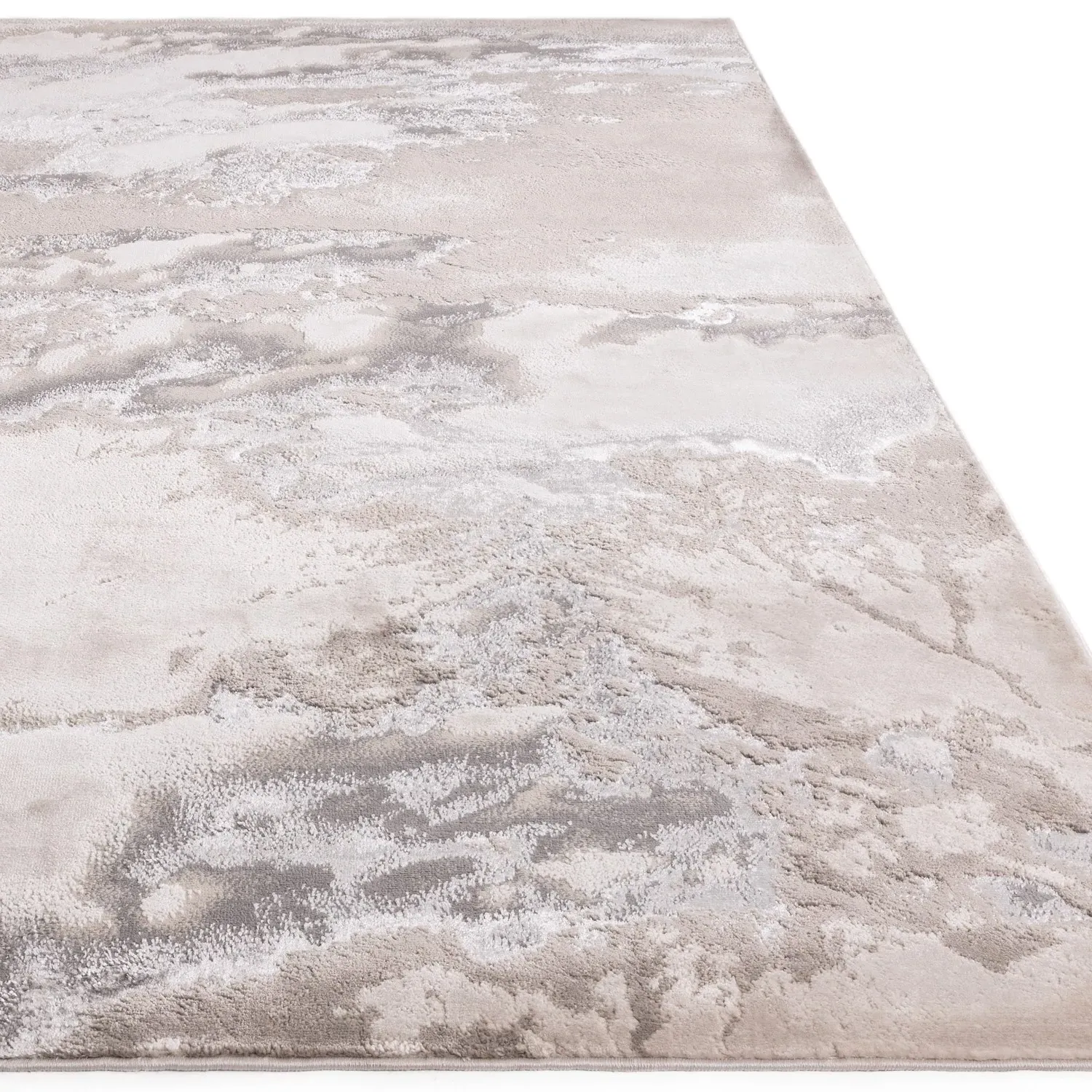 Large Abstract Rug - Silver, Polyester Blend