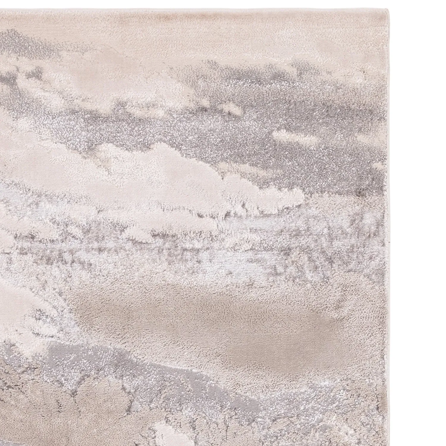 Large Abstract Rug - Silver, Polyester Blend