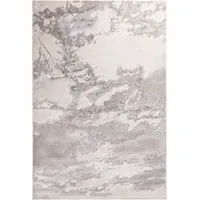 Large Abstract Rug - Silver, Polyester Blend