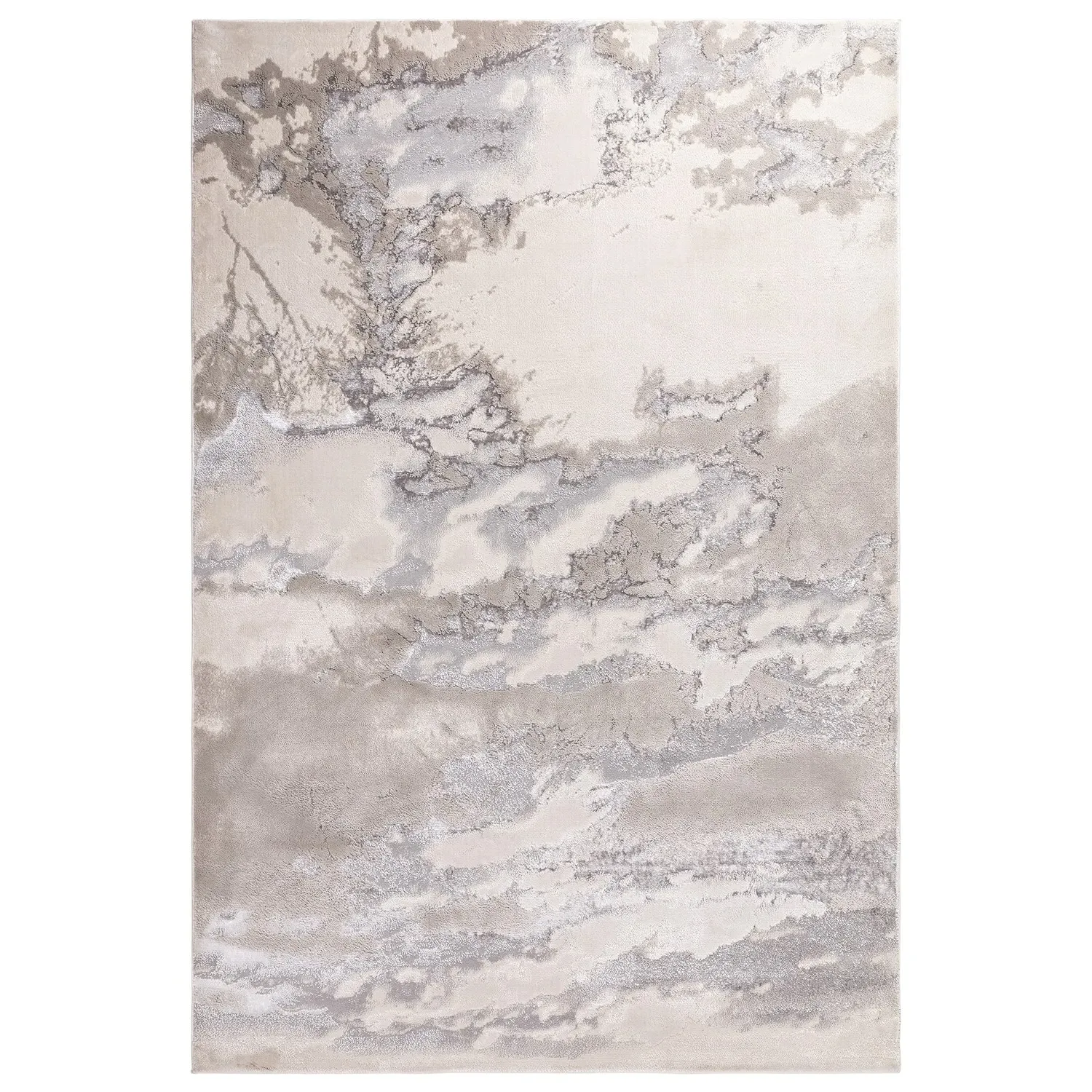Large Abstract Rug - Silver, Polyester Blend
