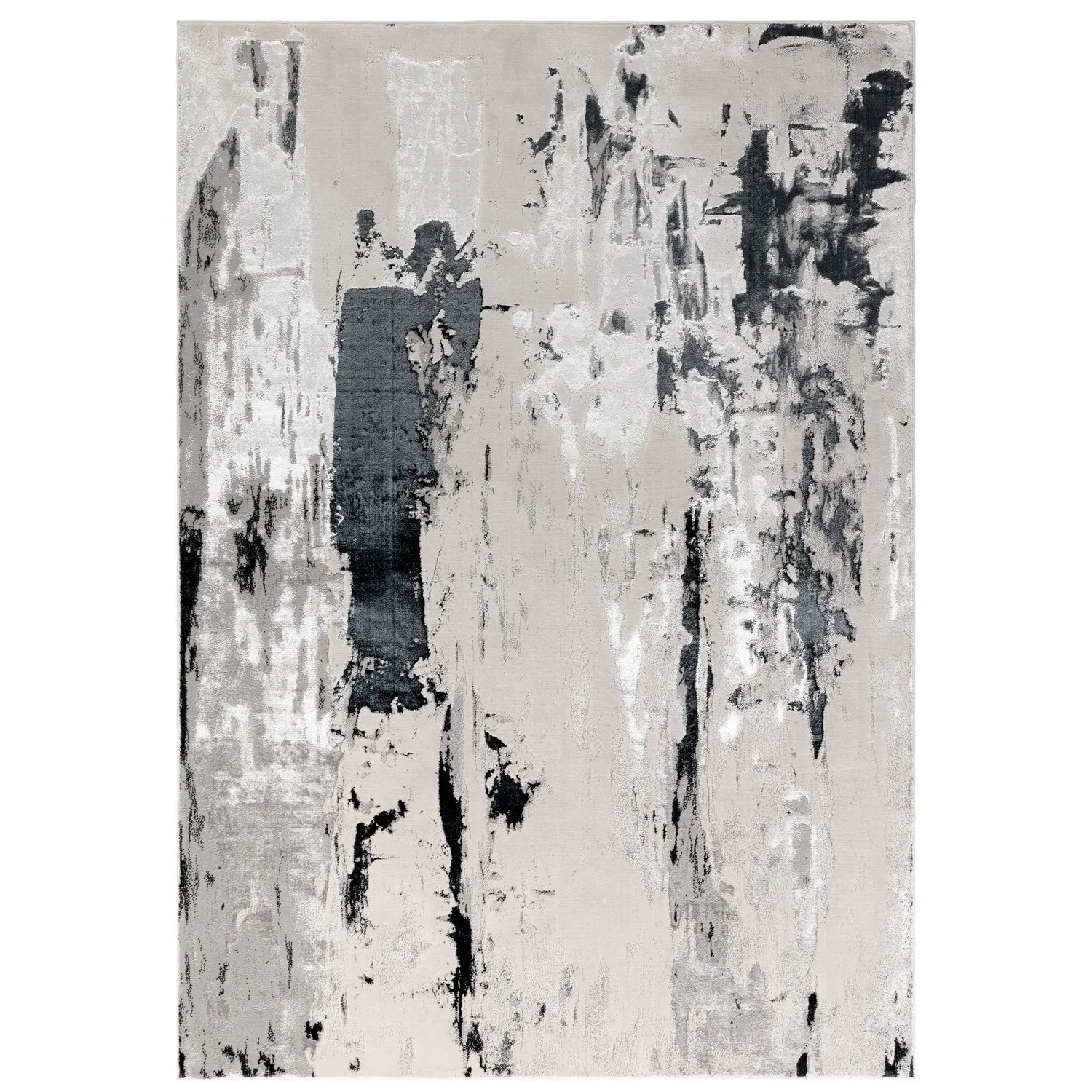 Large Abstract Rug - Silver, Polyester image