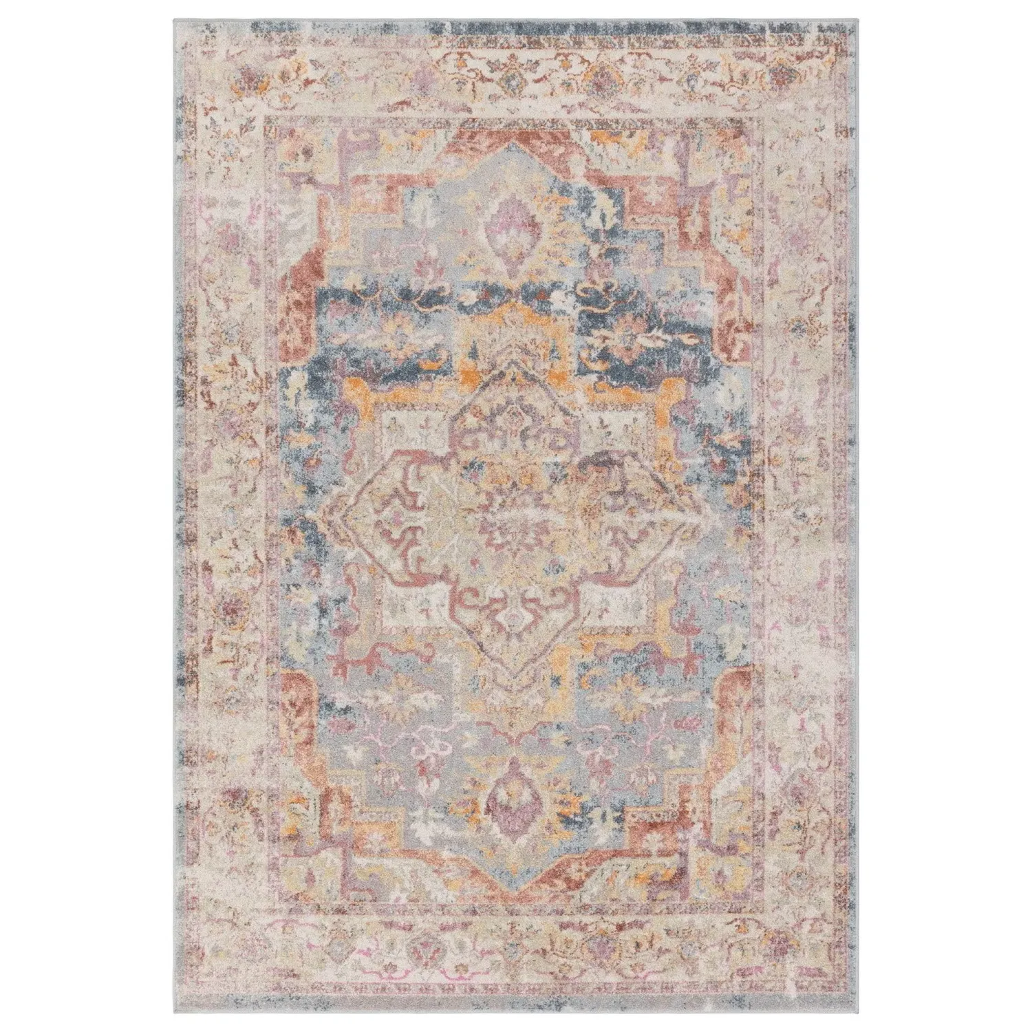 Large Distressed Persian Rug - Multi, Polypropylene