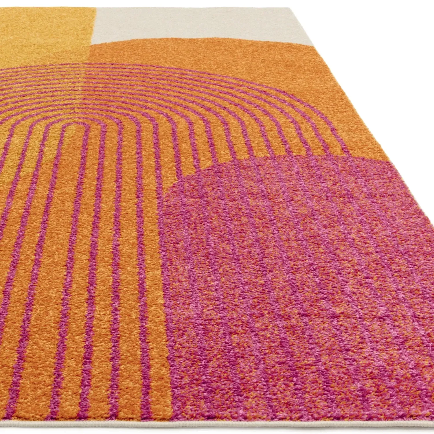 Large Geometric Rug - Orange, Polypropylene