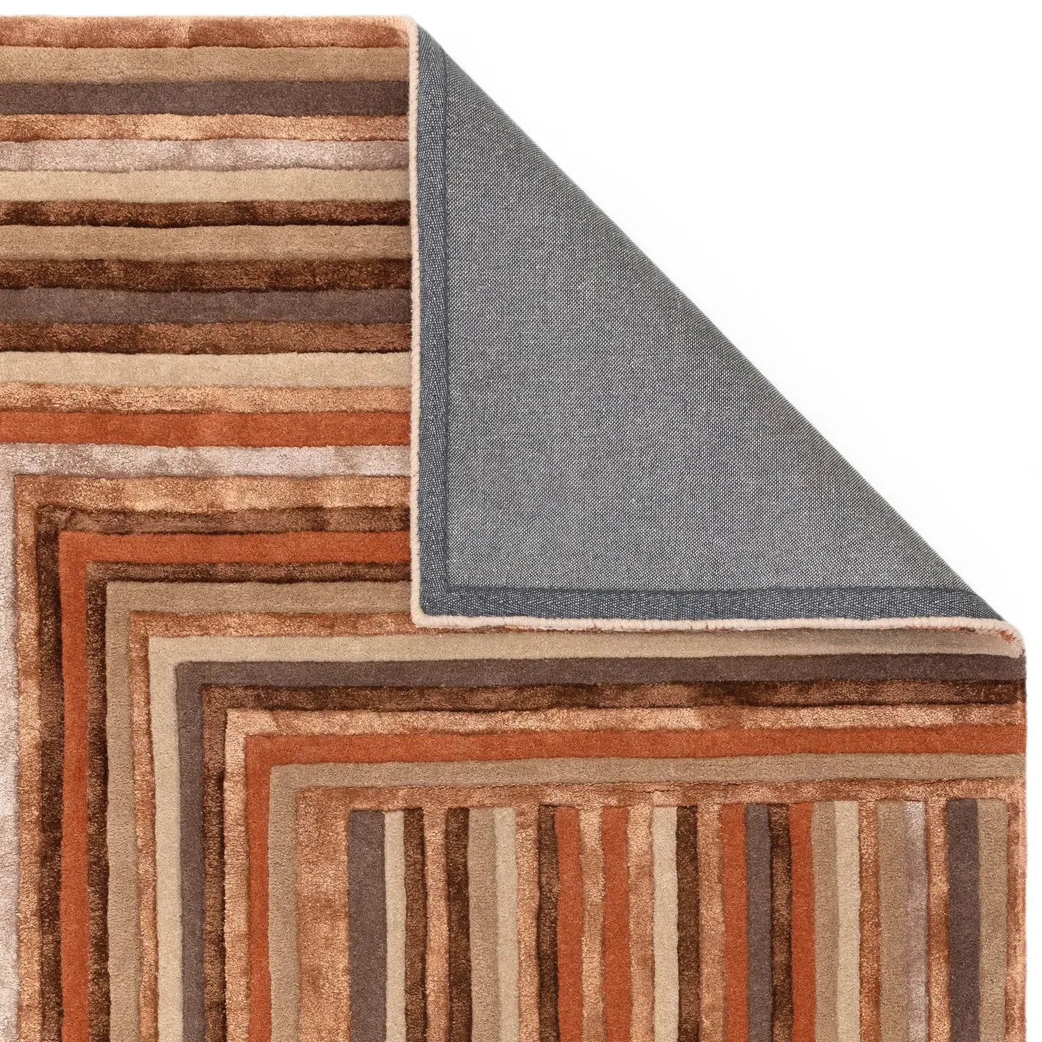 Large Geometric Rug - Orange, Wool Viscose