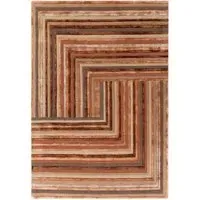 Large Geometric Rug - Orange, Wool Viscose