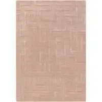 Large Hand Carved Geometric Rug - Pink, Wool