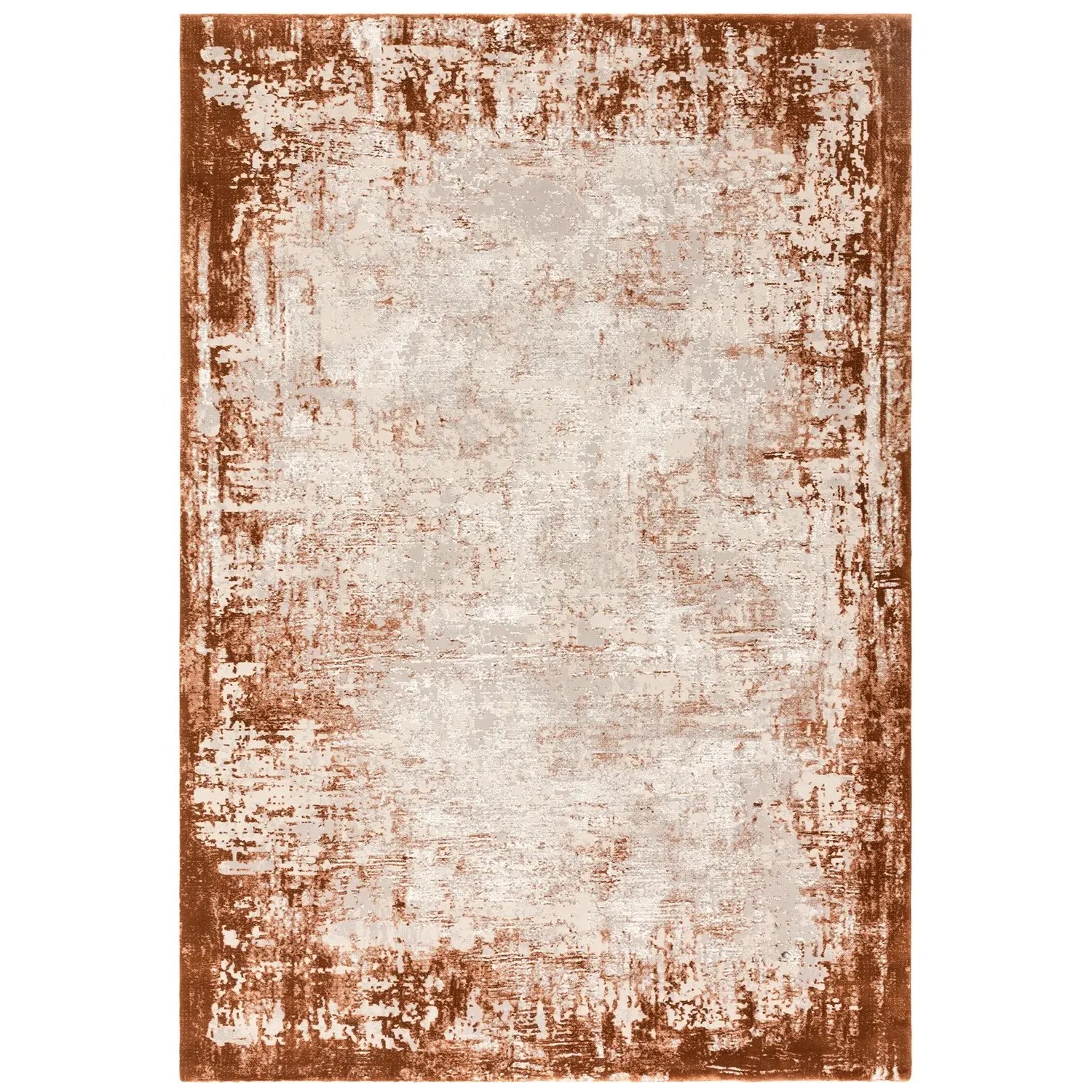 Large Persian Border Rug - Orange, Polyester