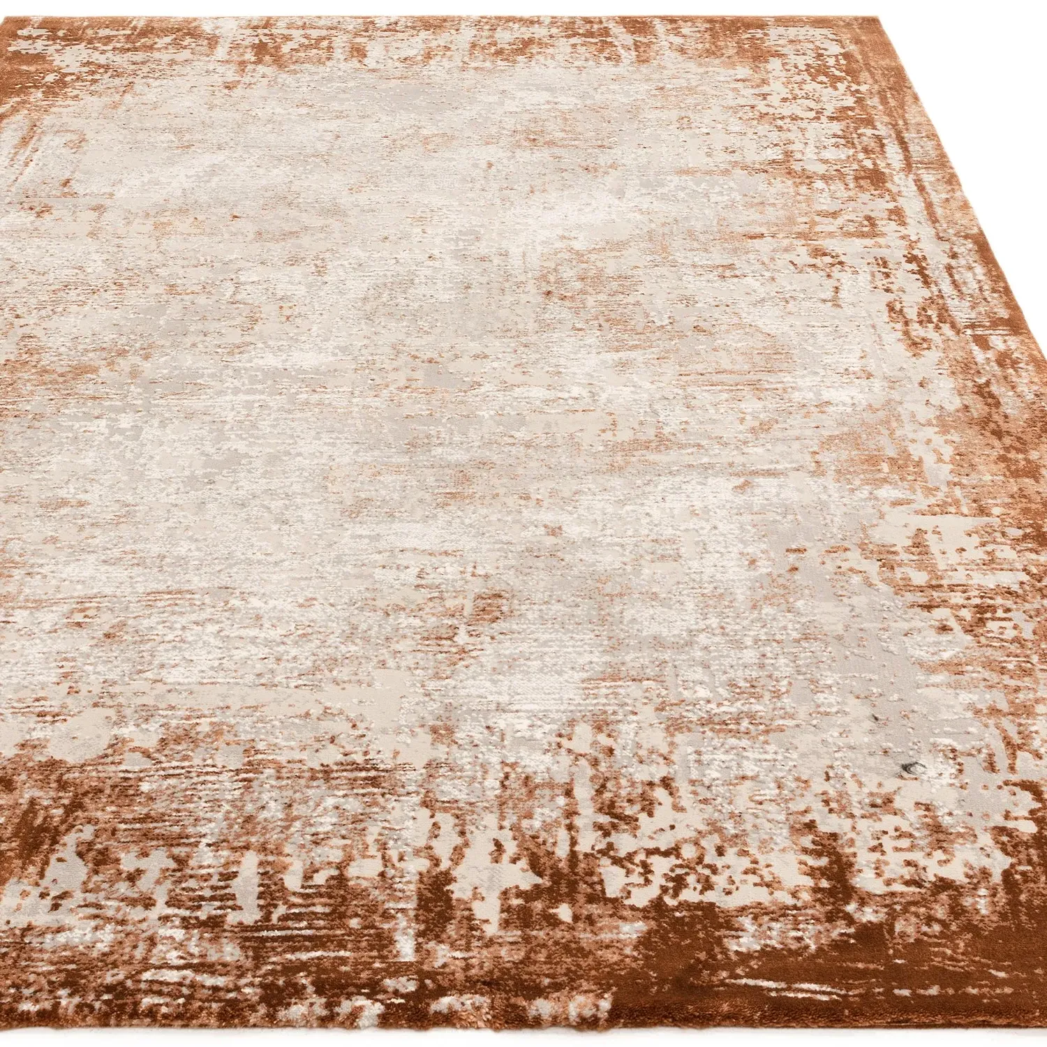 Large Persian Border Rug - Orange, Polyester