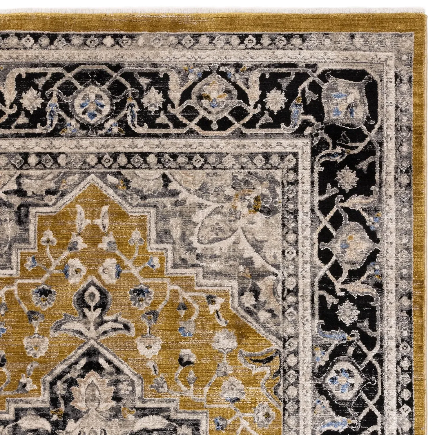 Large Persian Medallion Rug - Gold, Polyester