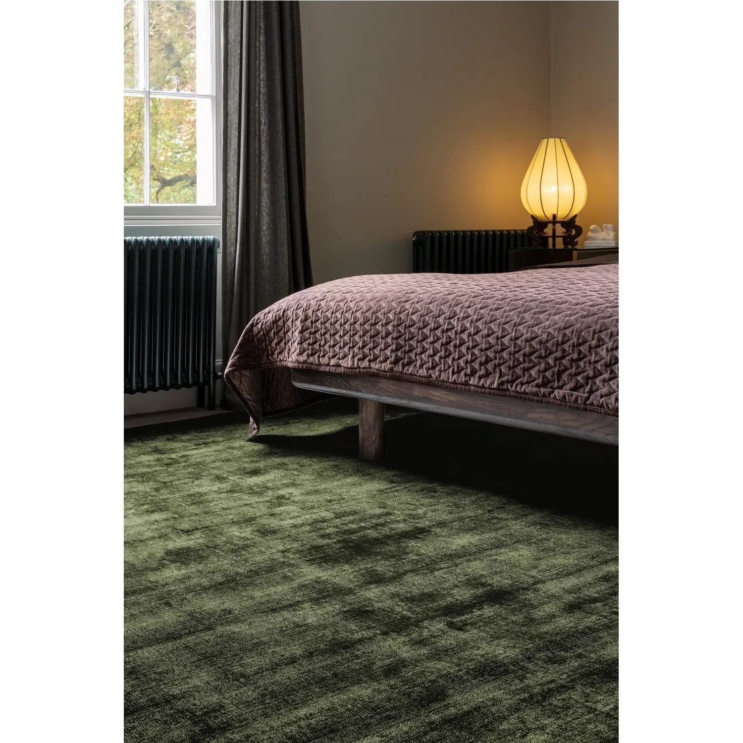 Large Rectangular Rug - Green, Viscose