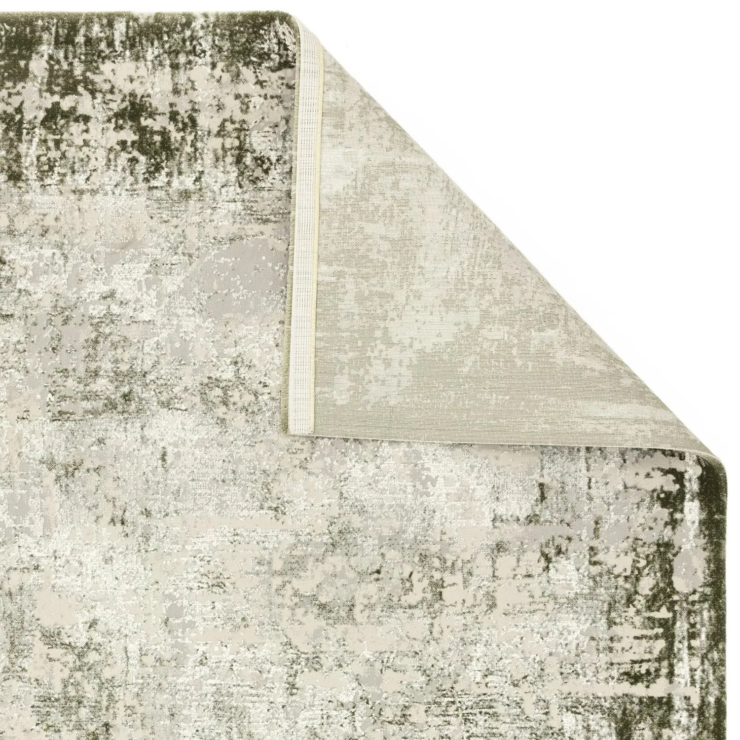 Large Rectangular Rug with Border - Green, Polyester