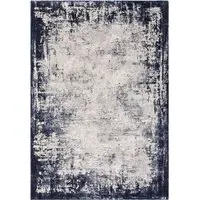 Large Rectangular Rug with Border - Navy, Polyester