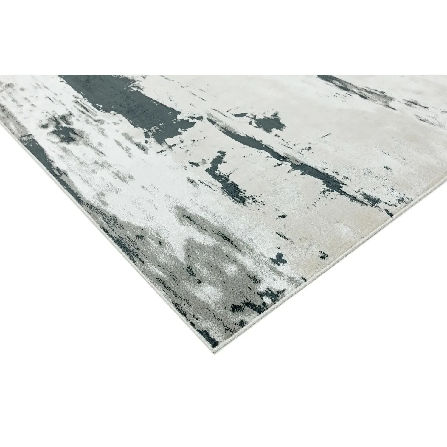 Large Rug with Marble Effect - Black, Polyester