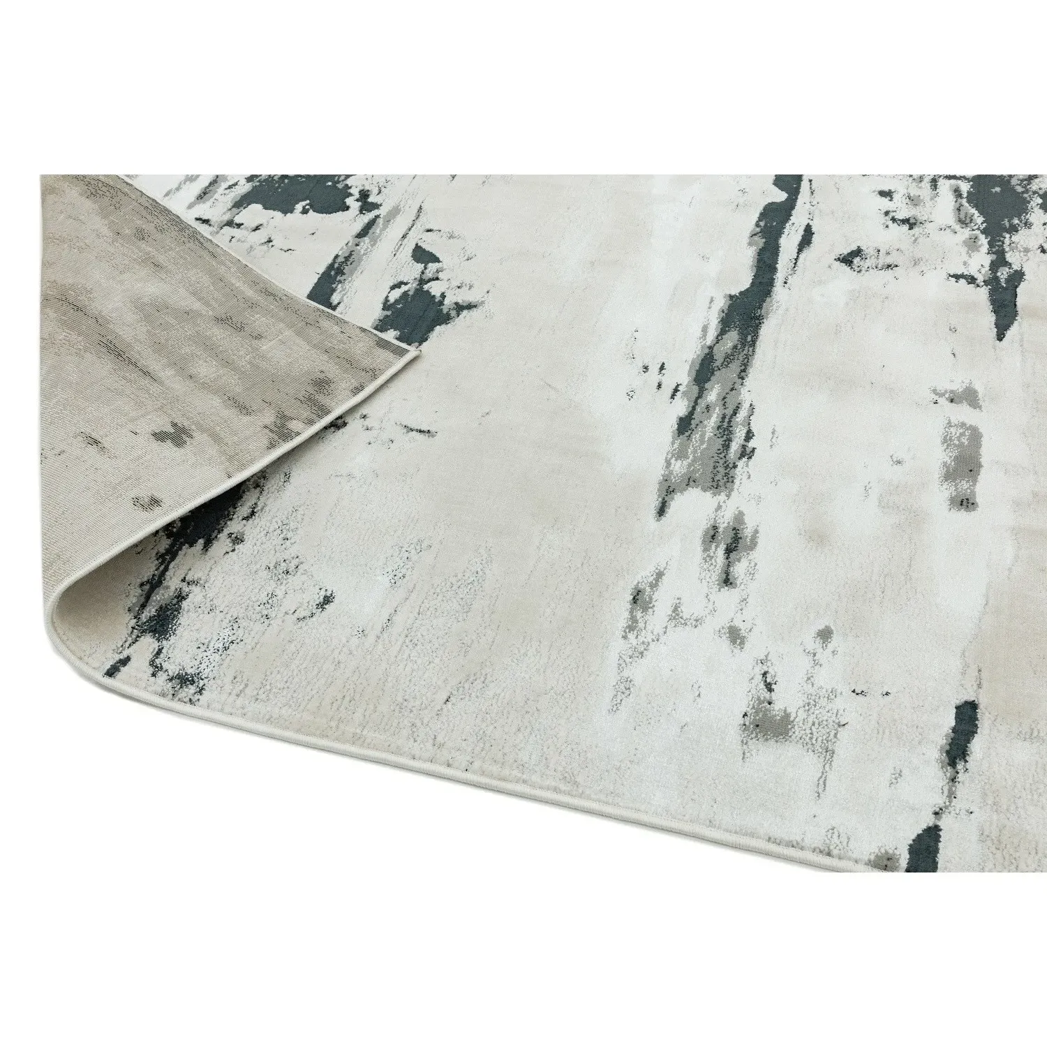 Large Rug with Marble Effect - Black, Polyester