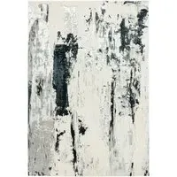 Large Rug with Marble Effect - Black, Polyester