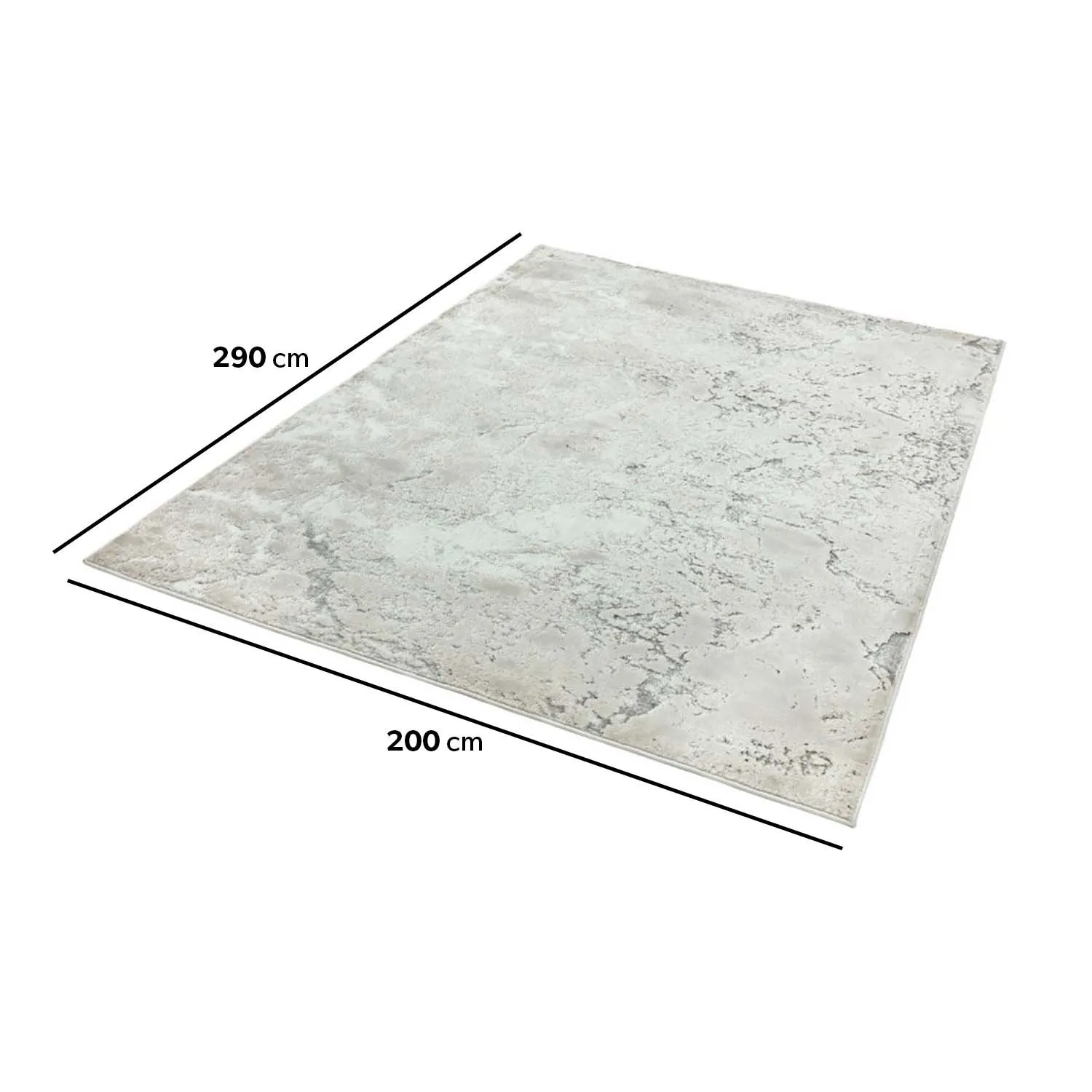 Large Rug with Marble Effect - Silver, Polyester