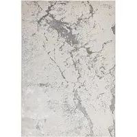 Large Rug with Marble Effect - Silver, Polyester