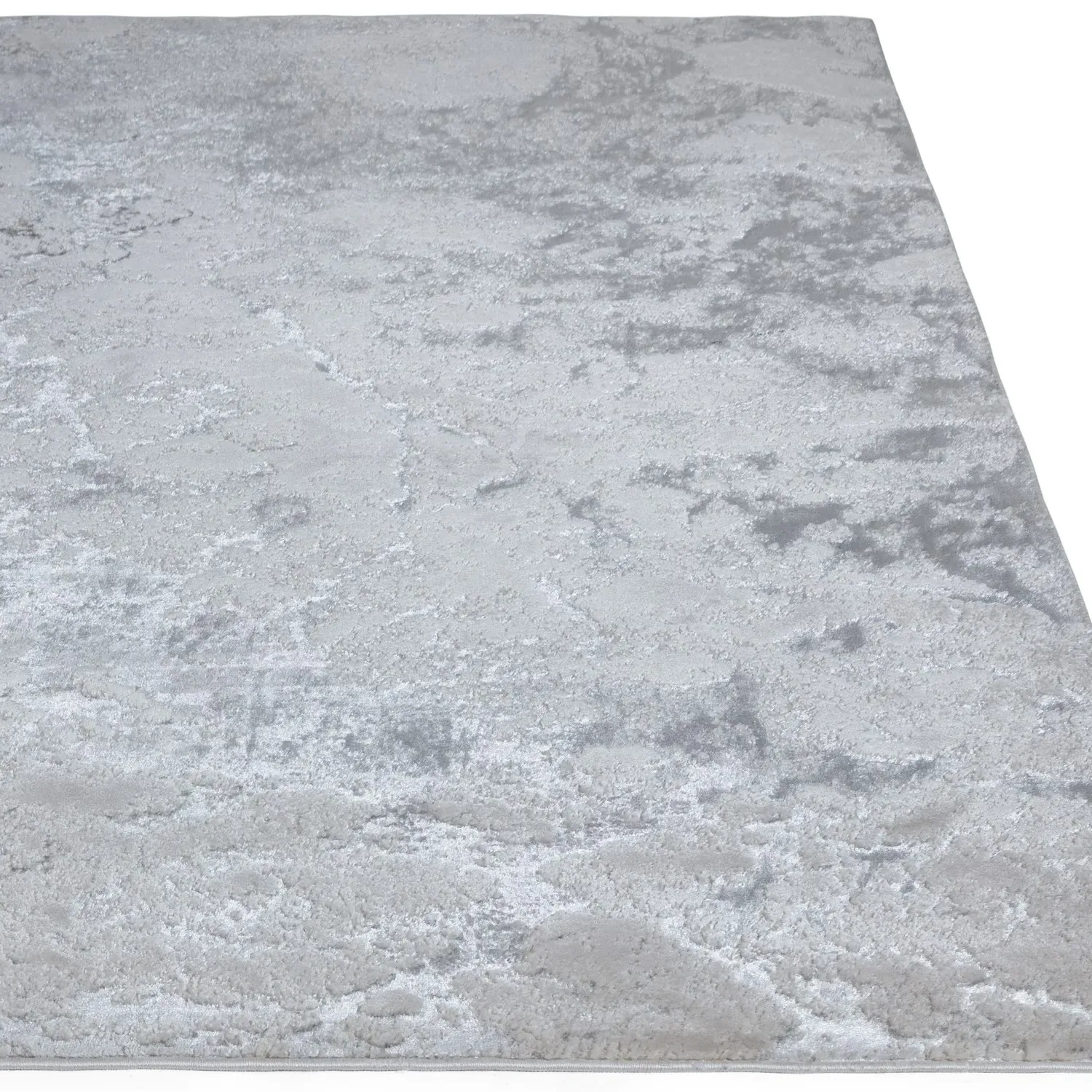 Large Rug with Marble Effect - Silver, Polyester