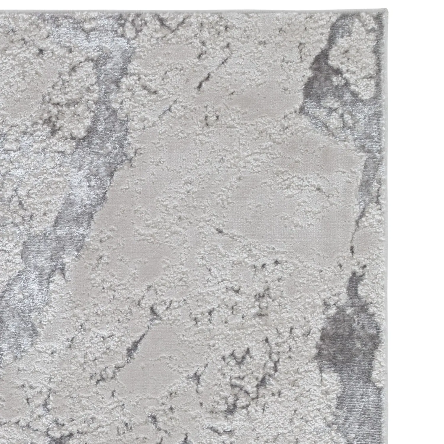 Large Rug with Marble Effect - Silver, Polyester