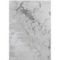 Large Rug with Marble Effect - Silver, Polyester