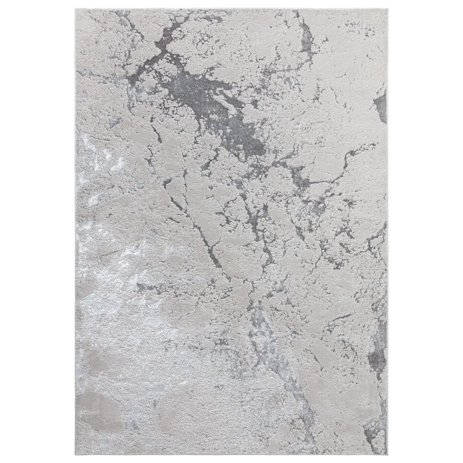 Large Rug with Marble Effect - Silver, Polyester
