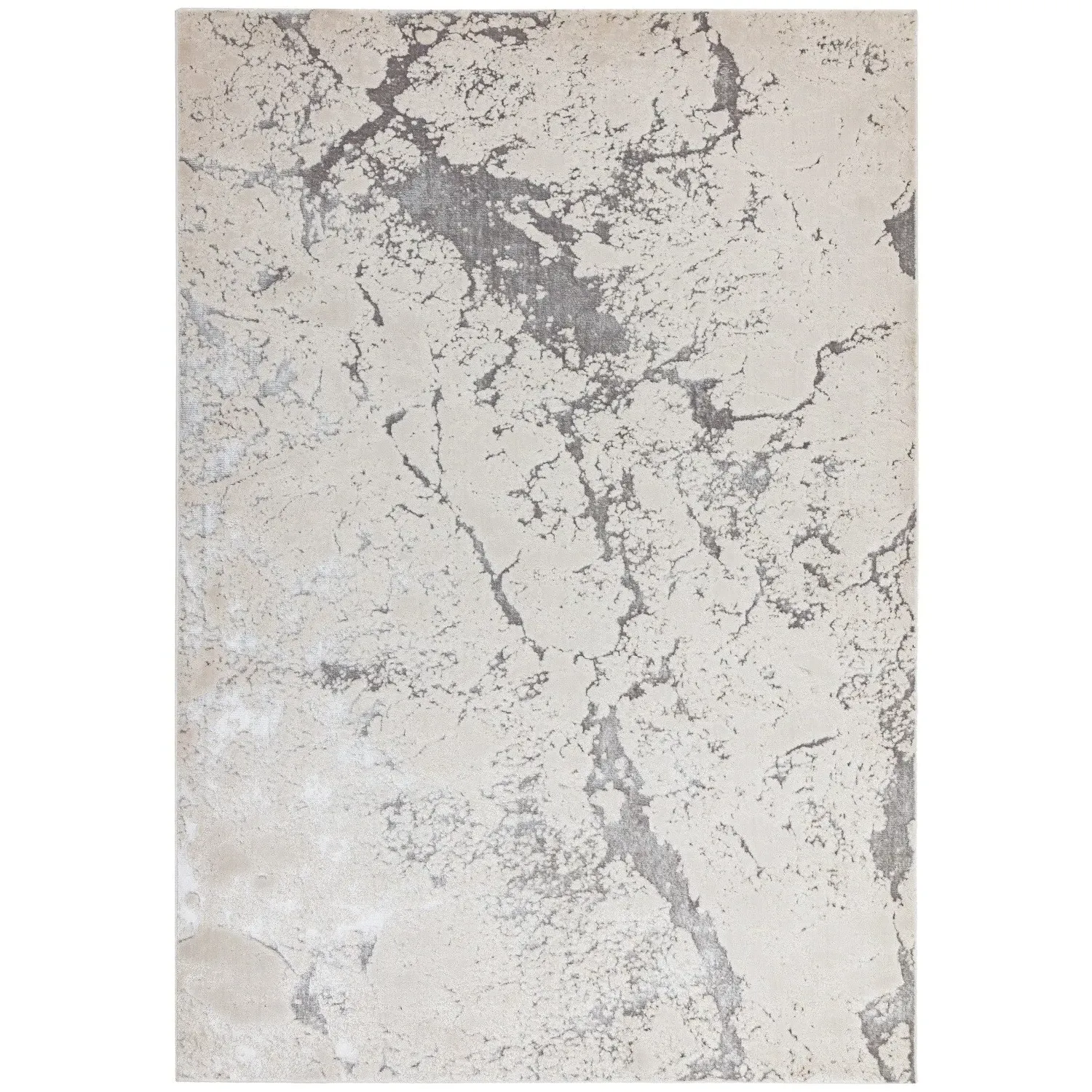 Large Rug with Marble Effect - Silver, Polyester