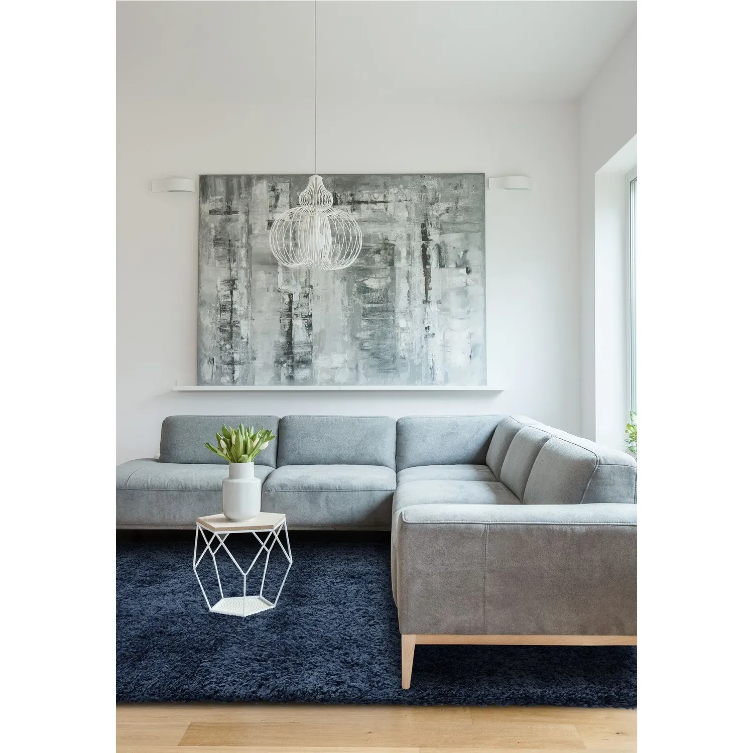 Large Shaggy Rug - Blue, Machine Woven