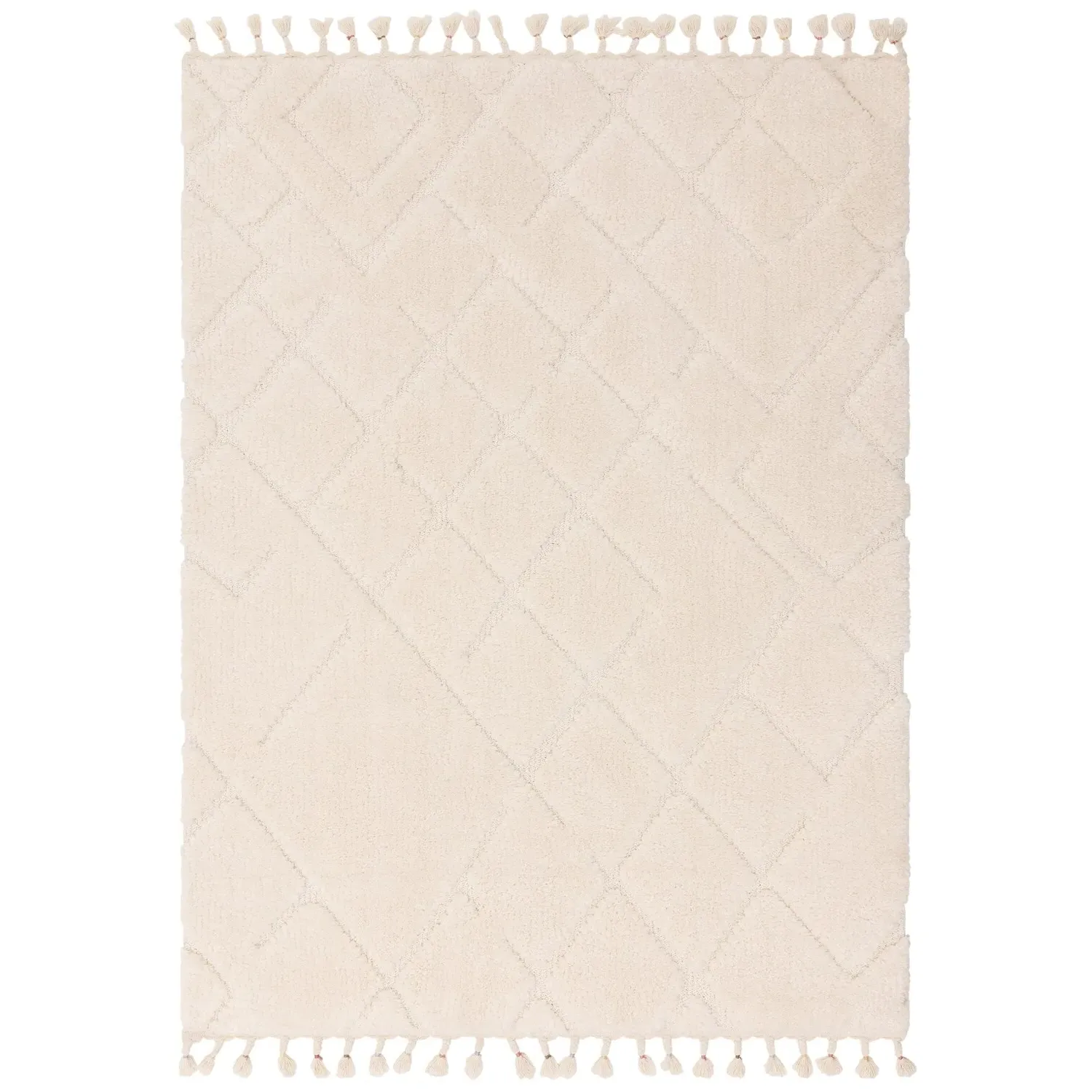 Medium Woven Rug with Fringed Edging - Cream image