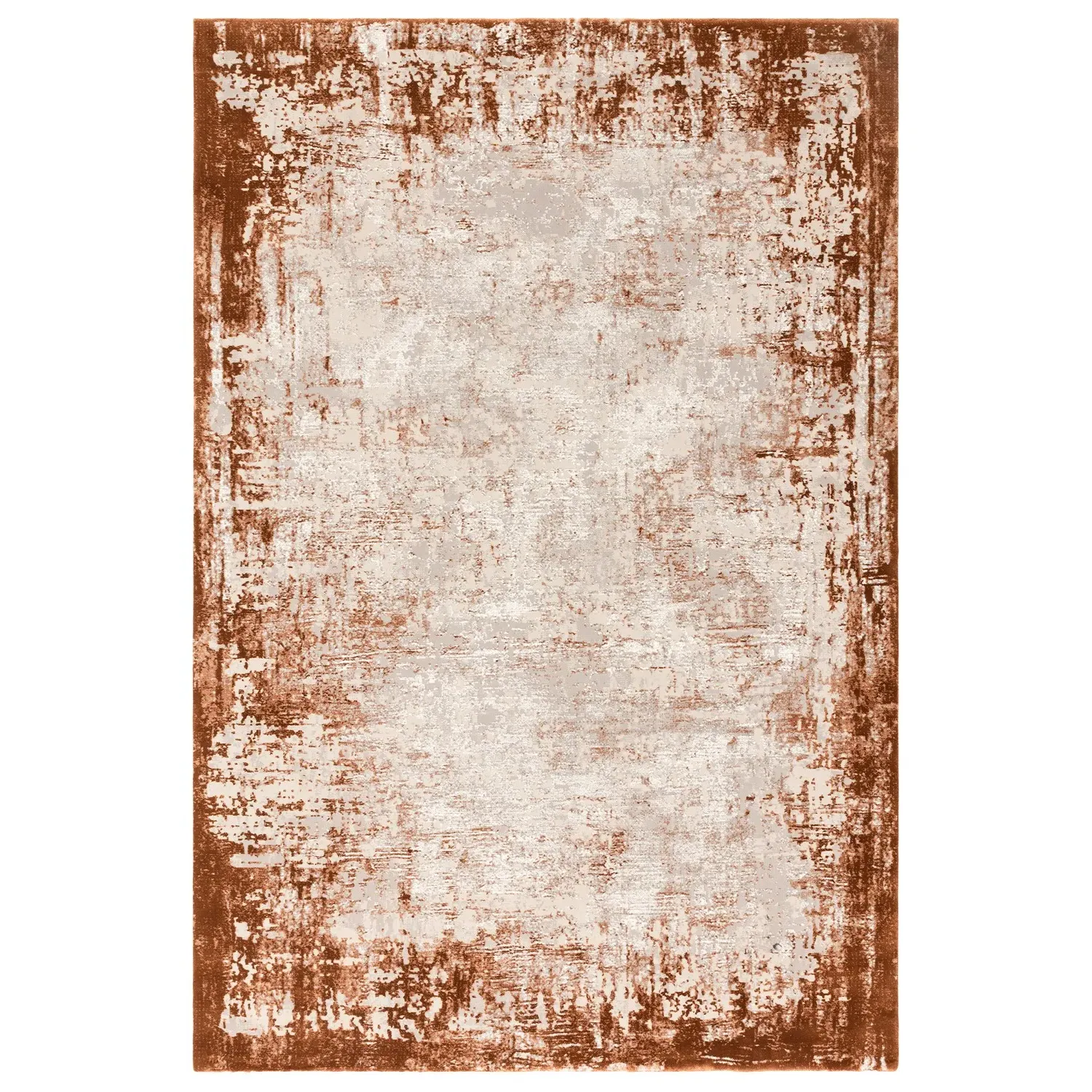 Persian Border Rug - Orange, Polyester