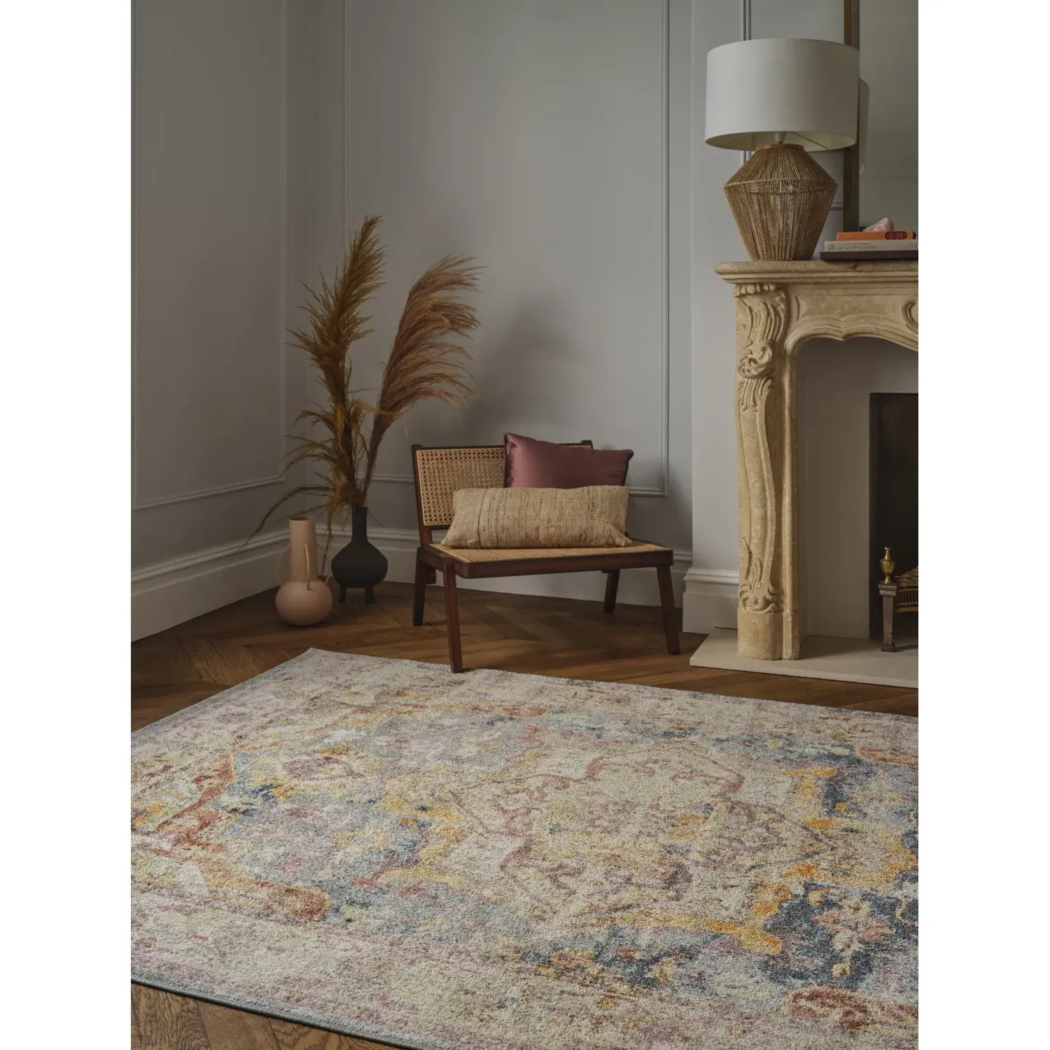 Persian Rug with Distressed Detail - Multi, Polypropylene image