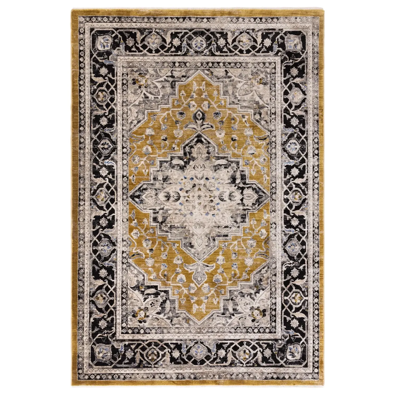 Rectangular Area Rug Medallion - Gold, Polyester image
