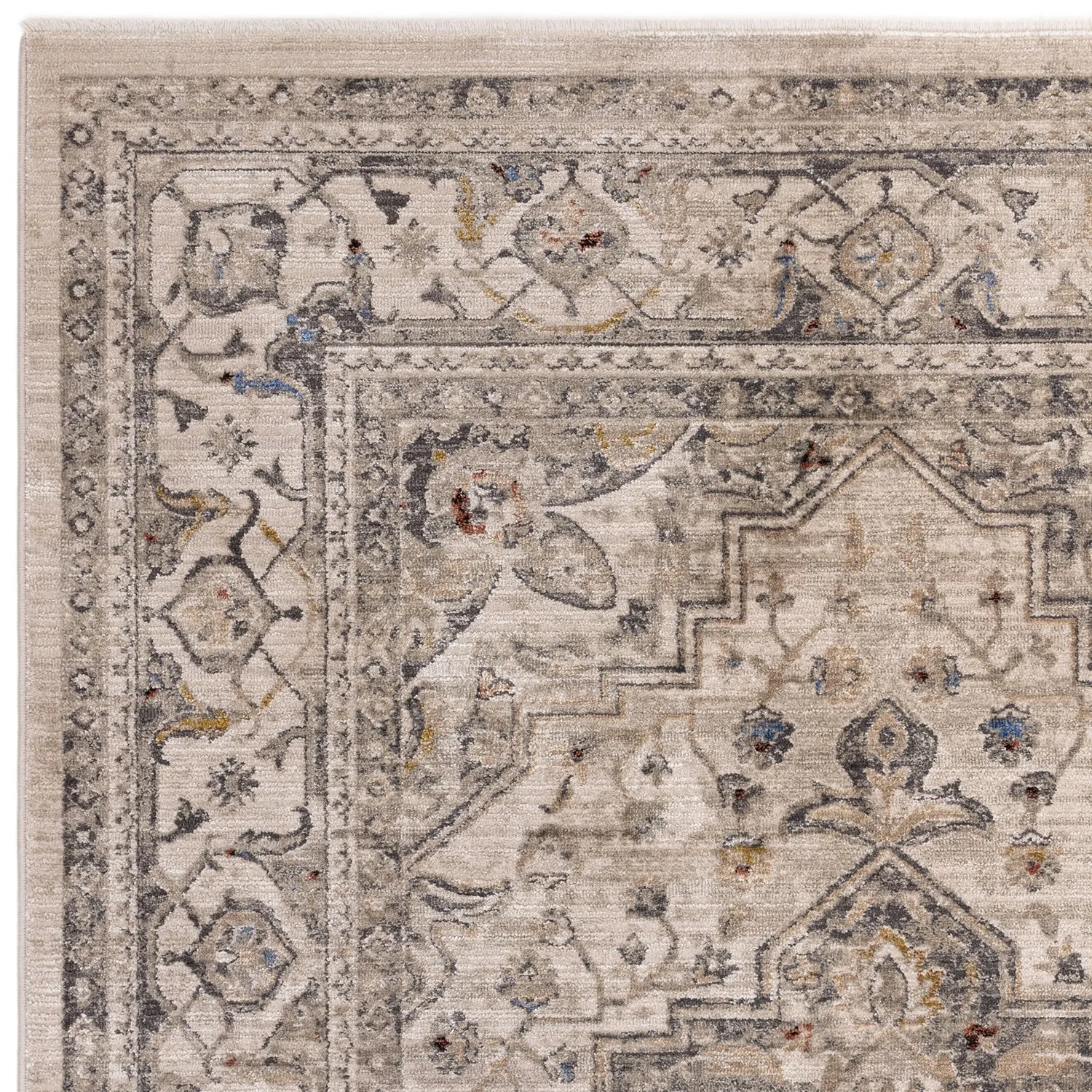 Rectangular Persian Rug with Medallion - Beige