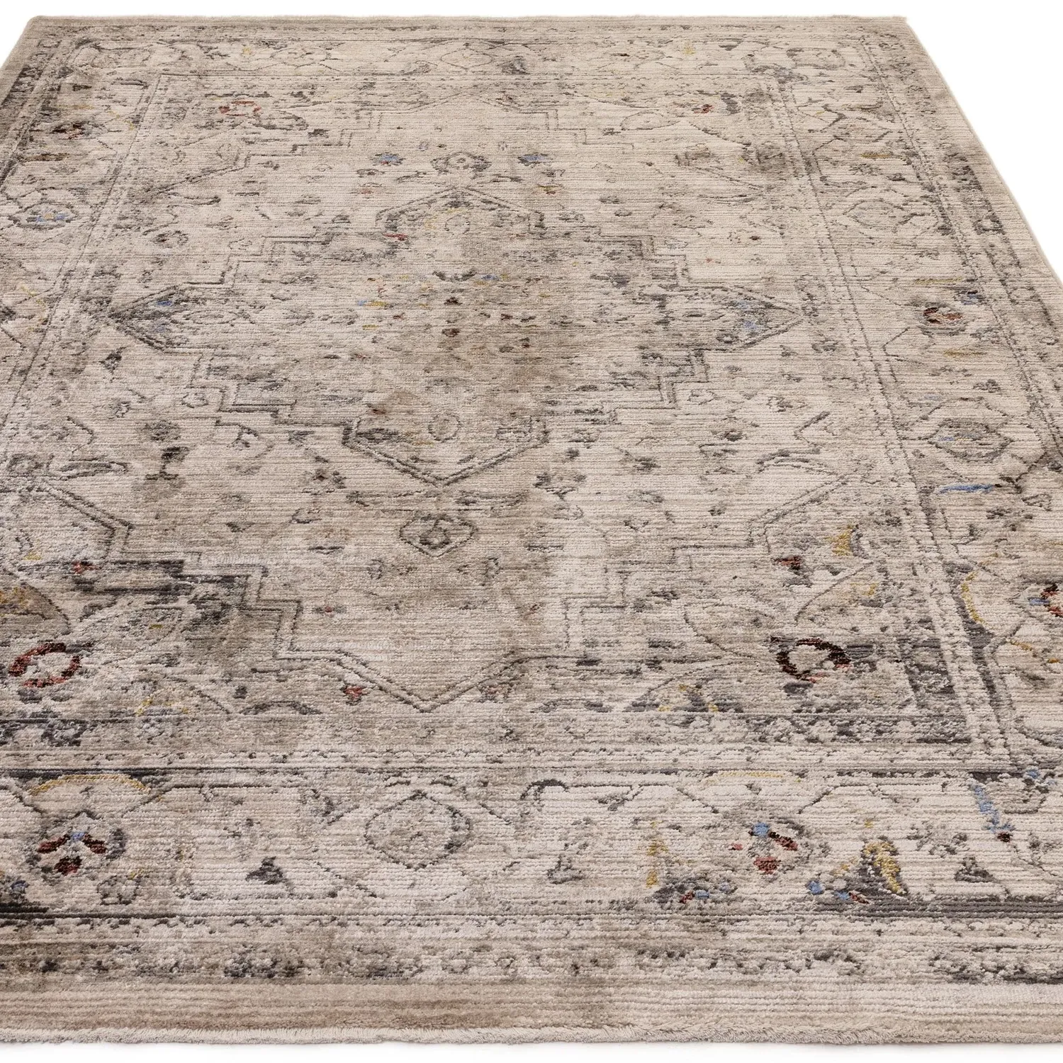 Rectangular Persian Rug with Medallion - Beige