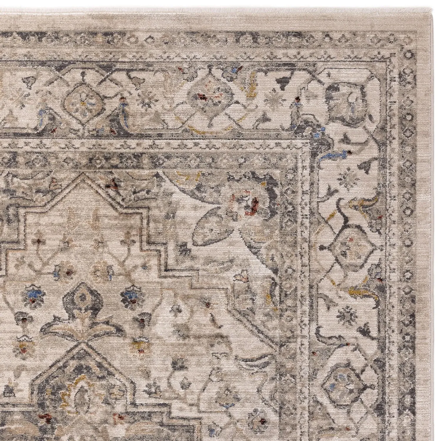 Rectangular Persian Rug with Medallion - Beige