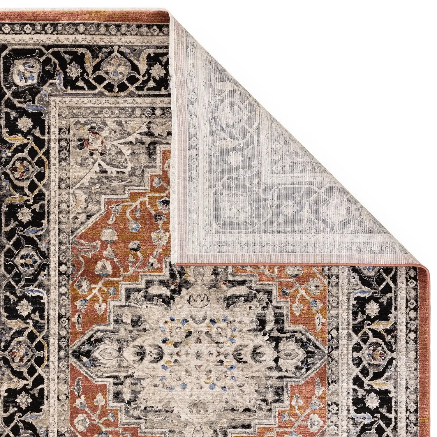 Rectangular Persian Rug with Medallion - Orange