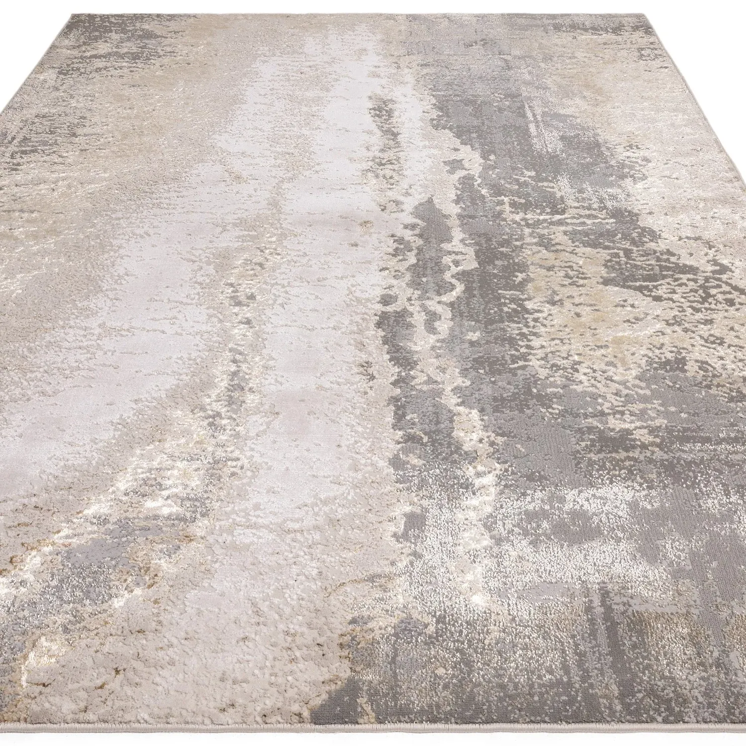 Rectangular Rug Abstract Marble - Silver, Polyester