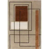 Rectangular Rug with Abstract Lines - Orange, Wool