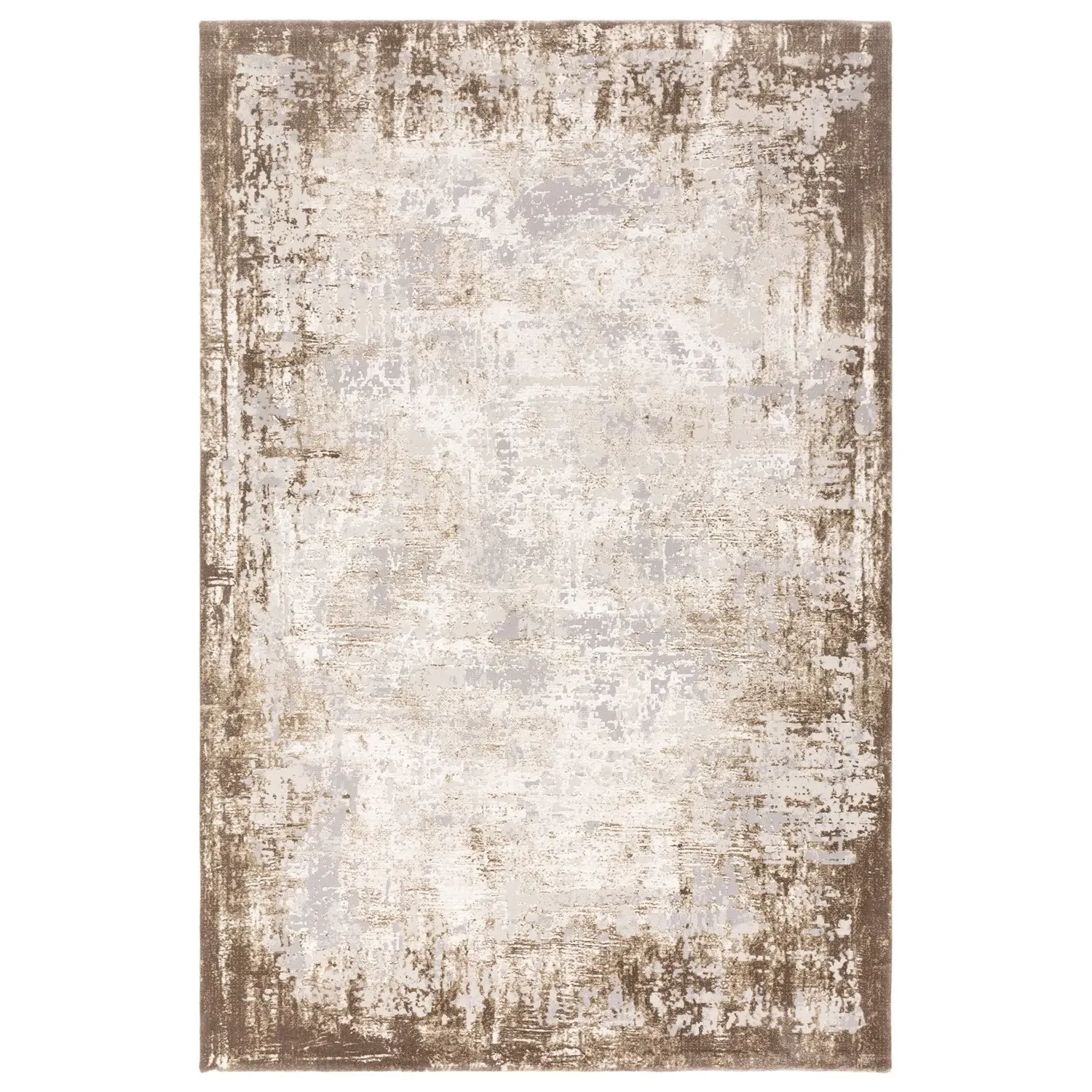 Rectangular Rug with Border - Beige, Polyester