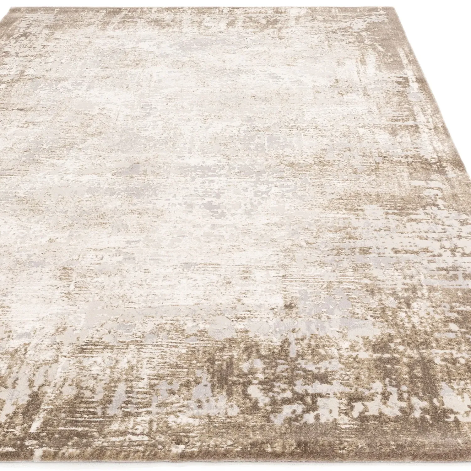 Rectangular Rug with Border - Beige, Polyester