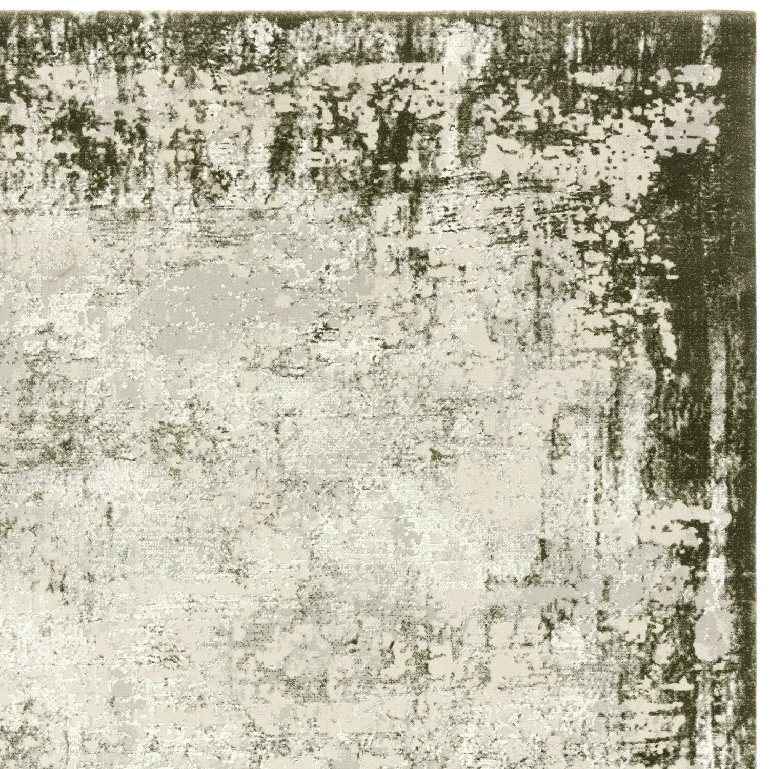 Rectangular Rug with Border - Green, Polyester