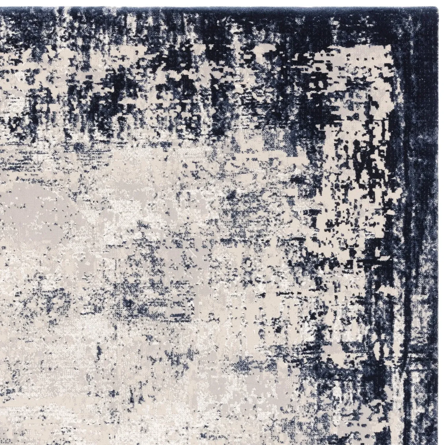 Rectangular Rug with Border - Navy, Polyester