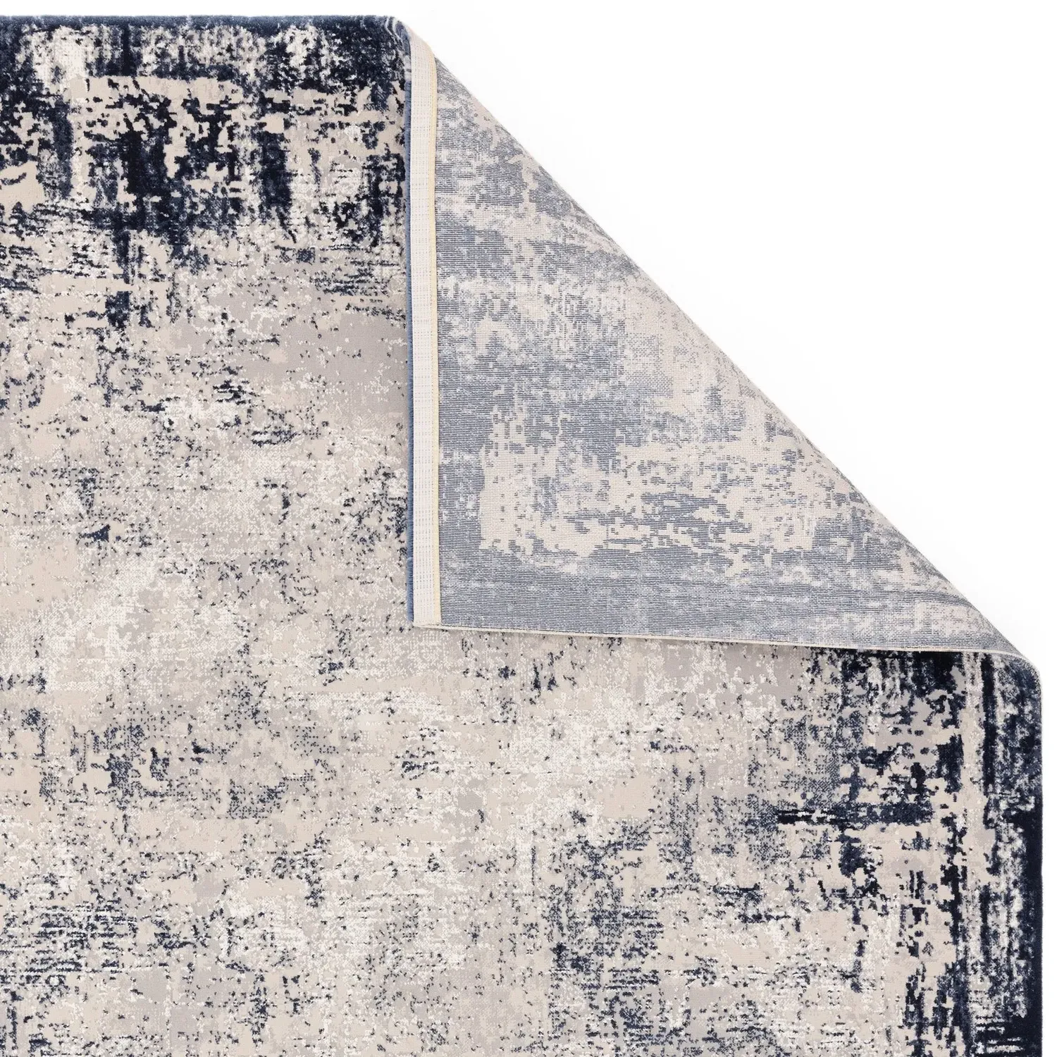 Rectangular Rug with Border - Navy, Polyester