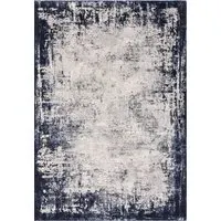 Rectangular Rug with Border - Navy, Polyester