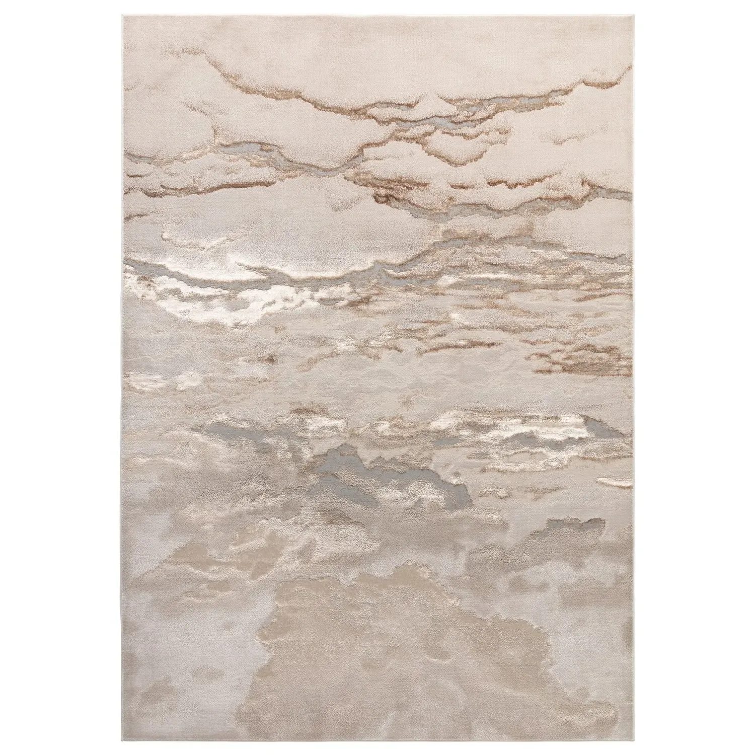 Rug with Marble Effect - Beige, Polyester