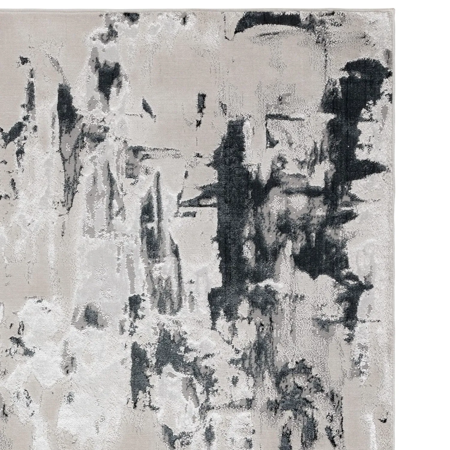 Rug with Marble Effect - Black, Polyester