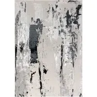 Rug with Marble Effect - Black, Polyester