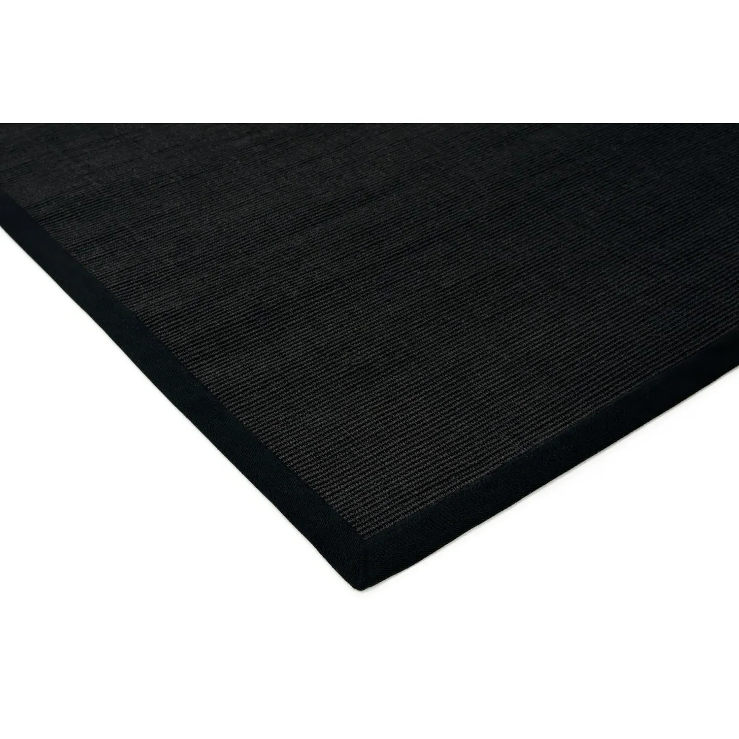Runner Rug with Cotton Border - Black, Sisal