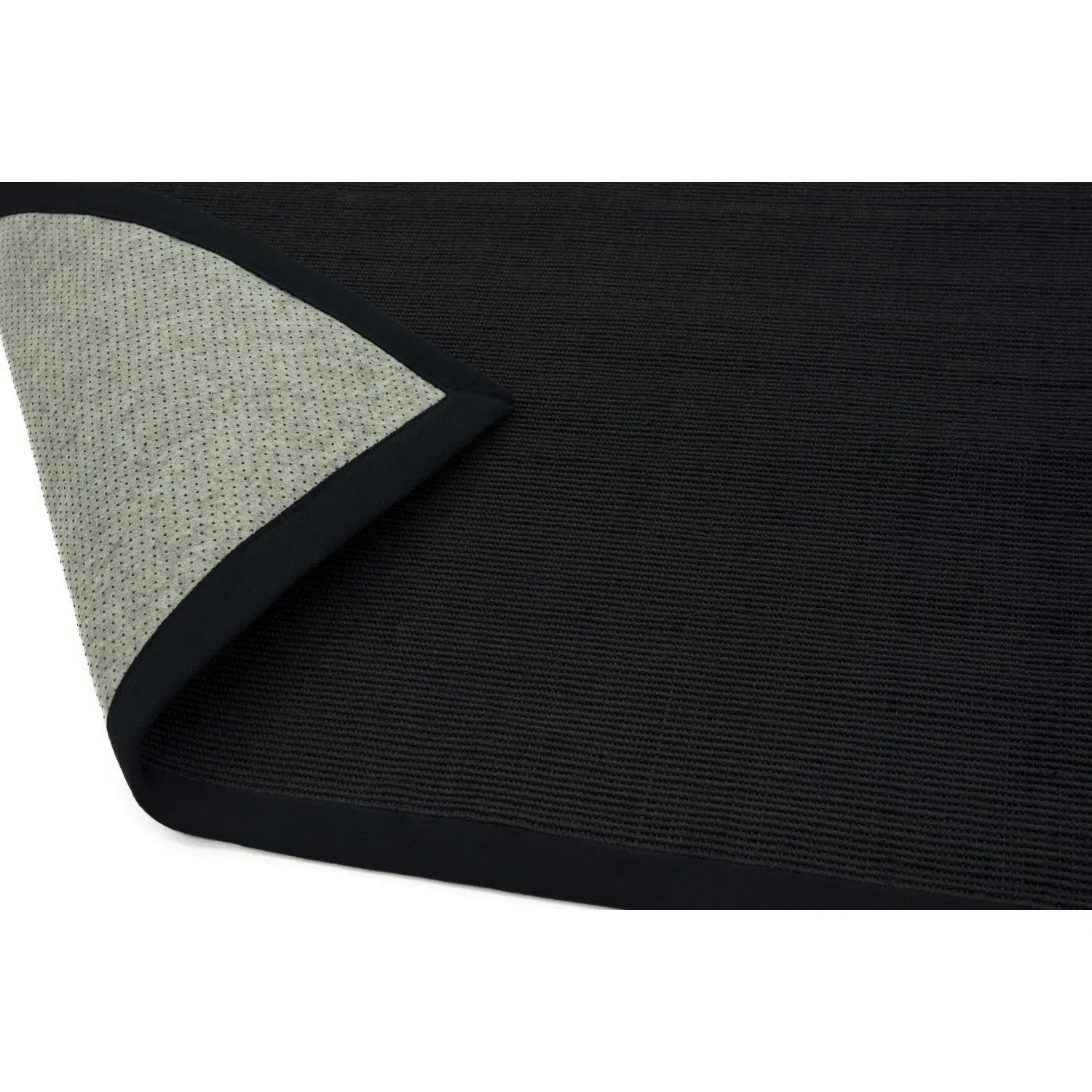 Runner Rug with Cotton Border - Black, Sisal